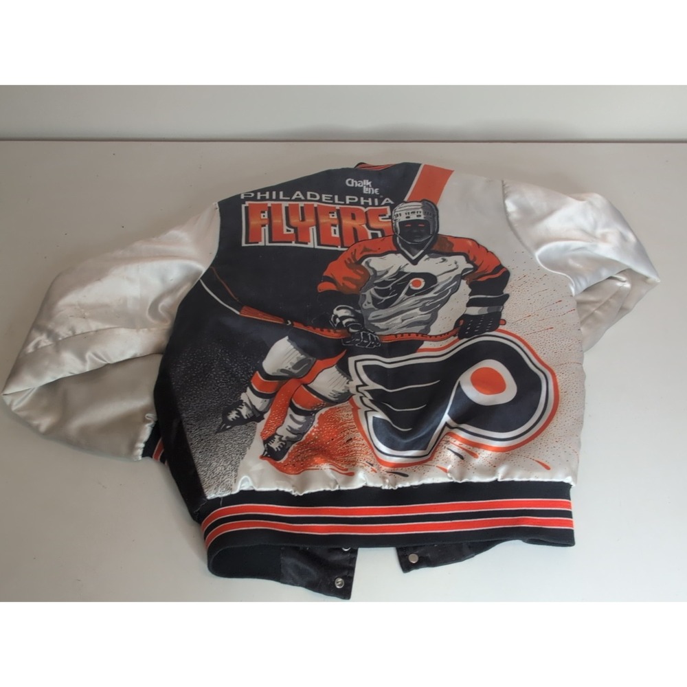 Vintage 90s NHL Chalk Line Fanimation Philadelphia Flyers Satin Jacket Sz M